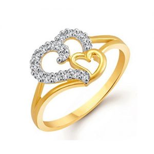 Gold Rhodium Plated American Diamond Ring in Rs. 175