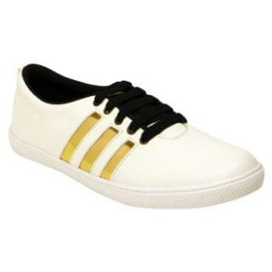 Clymb Mens Addy White Gold Casual Shoes