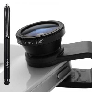 DMG Universal Clip On 3 in 1 Mobile Cell Phone Camera Lens Kit 180 Degree Fisheye Lens 0.67X Wide Angle 10X Macro Lens With 2 Lens Clip Holders