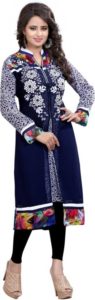 Alberts Festive Party Embroidered Womens Kurti Blue