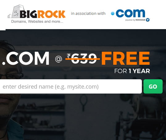 Get .com Domain free for 1 year at bigrock