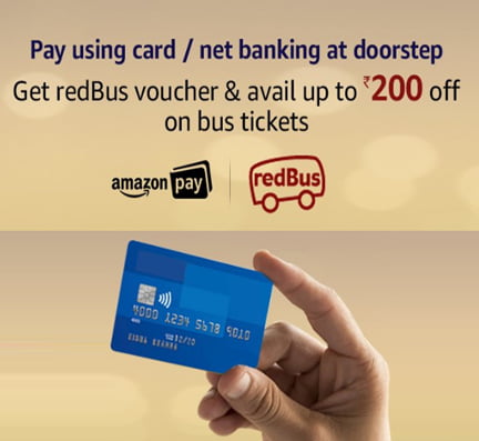 Pay with Card or Netbanking Get Free Red Bus Rs. 200 Voucher
