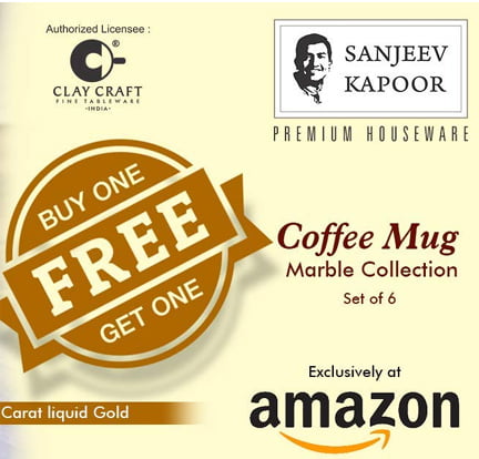 Clay Craft Sanjeev Kapoor Ceramic Coffee 12 Pcs Mug Set