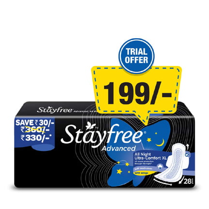 Stayfree Advanced XL All Night Sanitary napkins - 28 Count